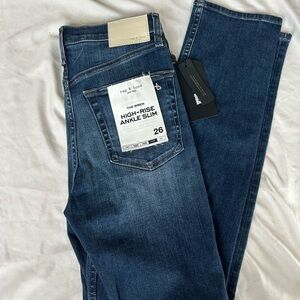 rag & bone Deep Blue High-Rise Ankle Slim Jeans. Size 26